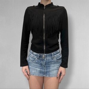 Vintage American Rag Suede Fringe Zipup Jacket